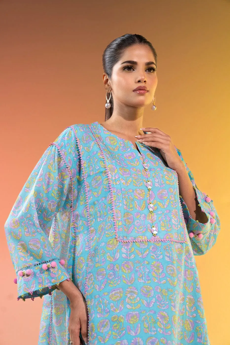 1 Pc Printed Silver Lawn Shirt 