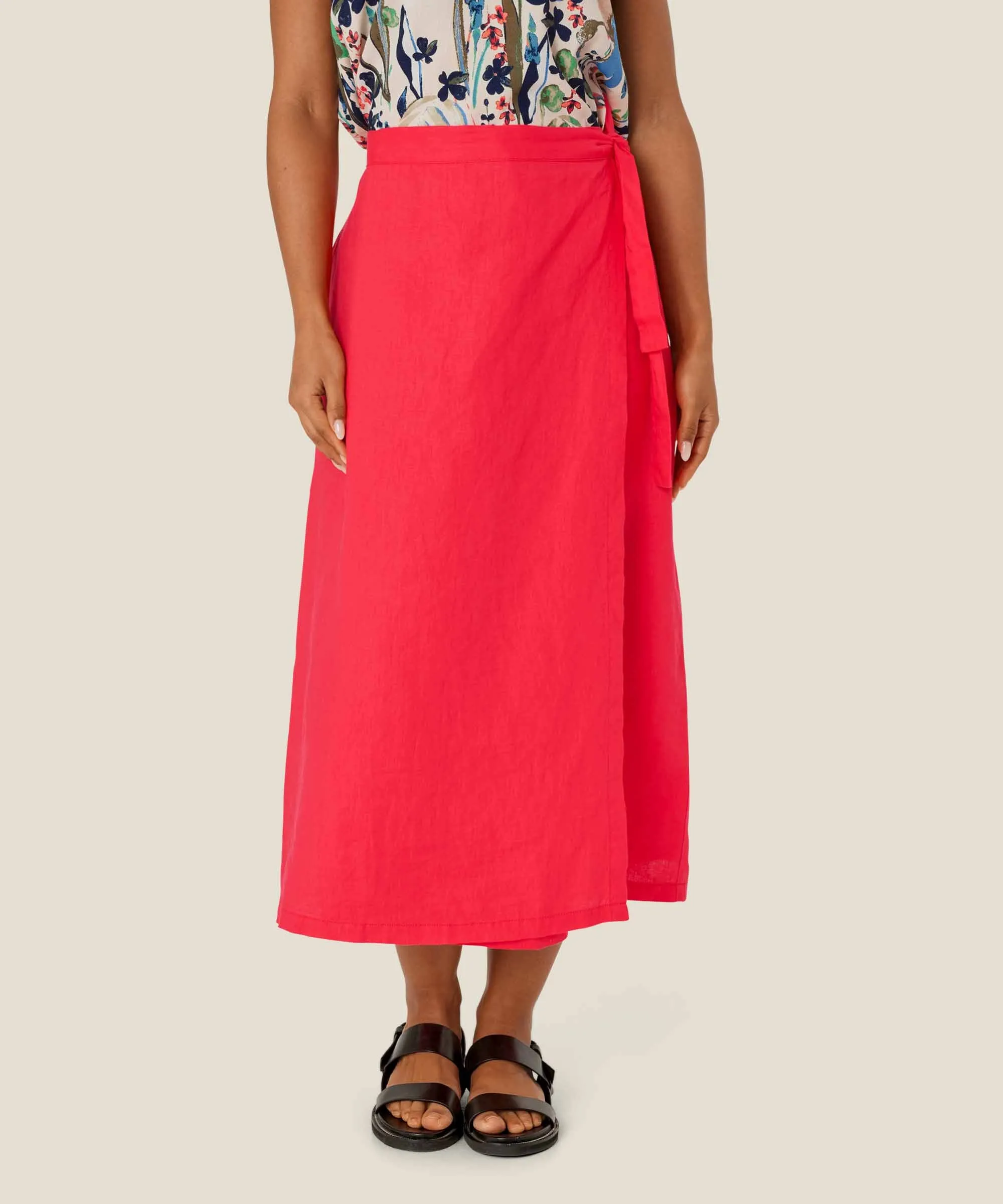 1009049 MaSaira Linen Skirt - Hibiscus Red