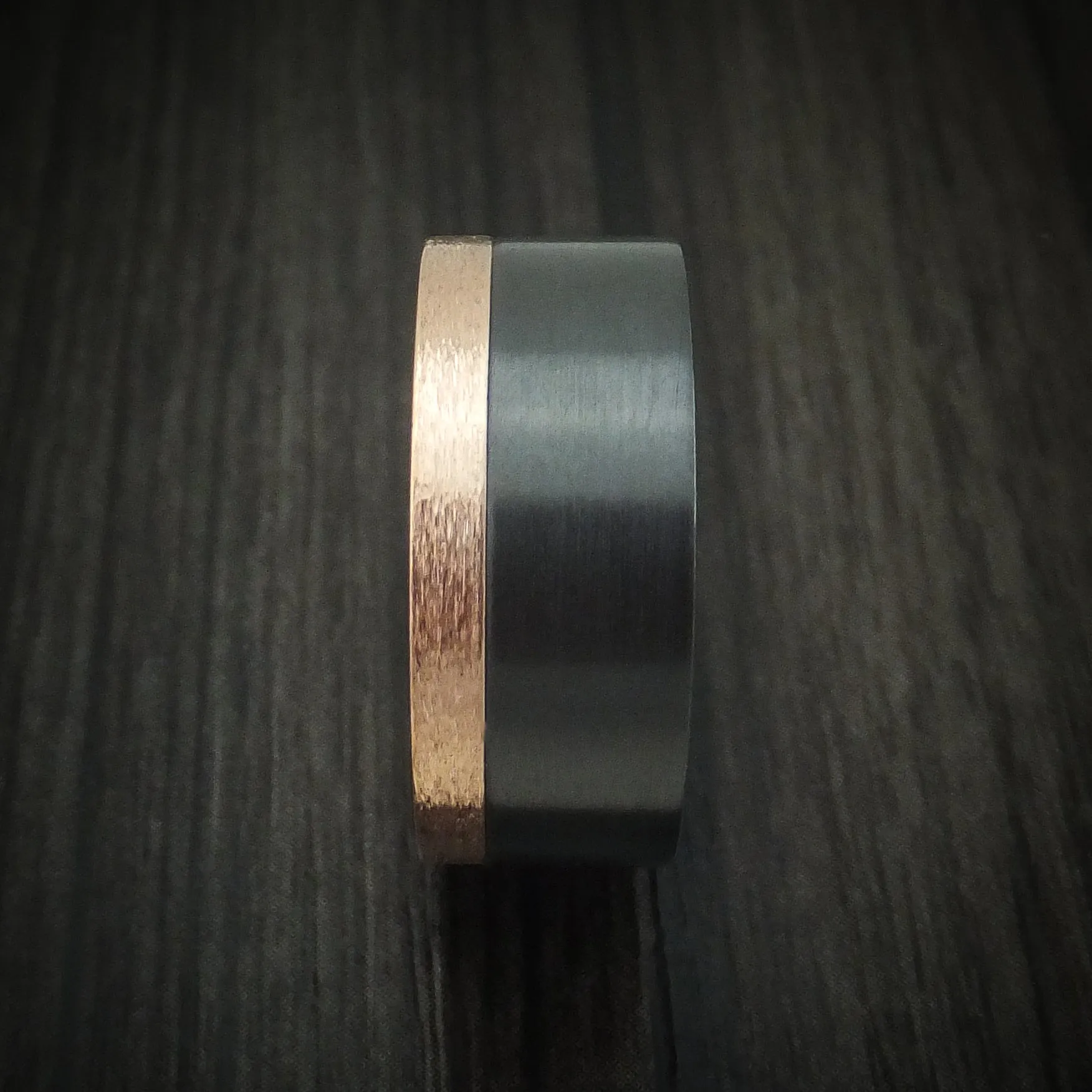 14K Gold and Black Titanium Men's Ring Custom Made Band