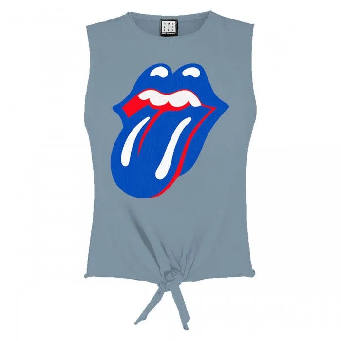 Amplified Womens/Ladies Blue & Lonesome The Rolling Stones Sleeveless Crop Top