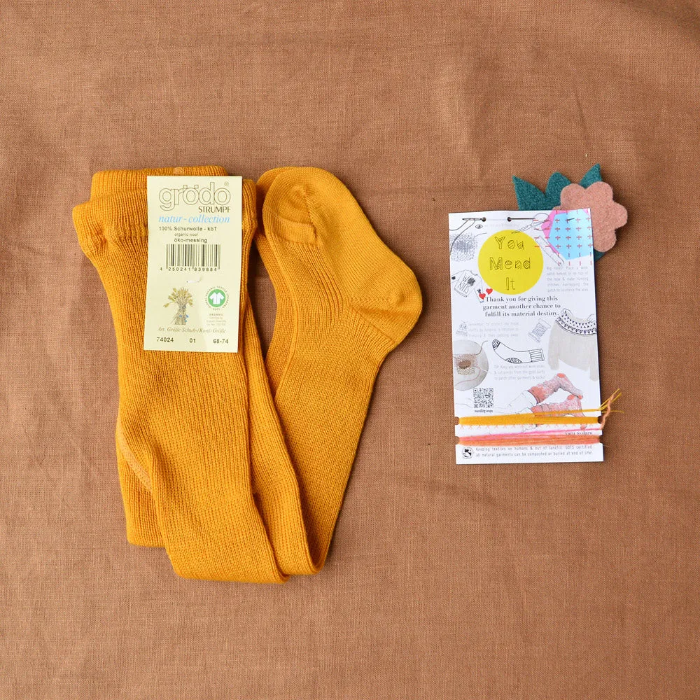 Baby Tights in 100% Organic Merino Wool - Sonne 01 (6-12m) *SECONDS/YOU MEND IT!