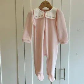 Babygrow - Pale Pink Velour Floral Bib