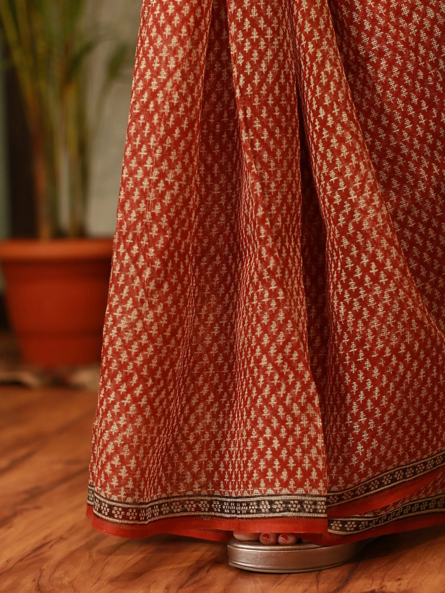 Bagru Hand Block Printed Kota Doria Natural Dyed Saree