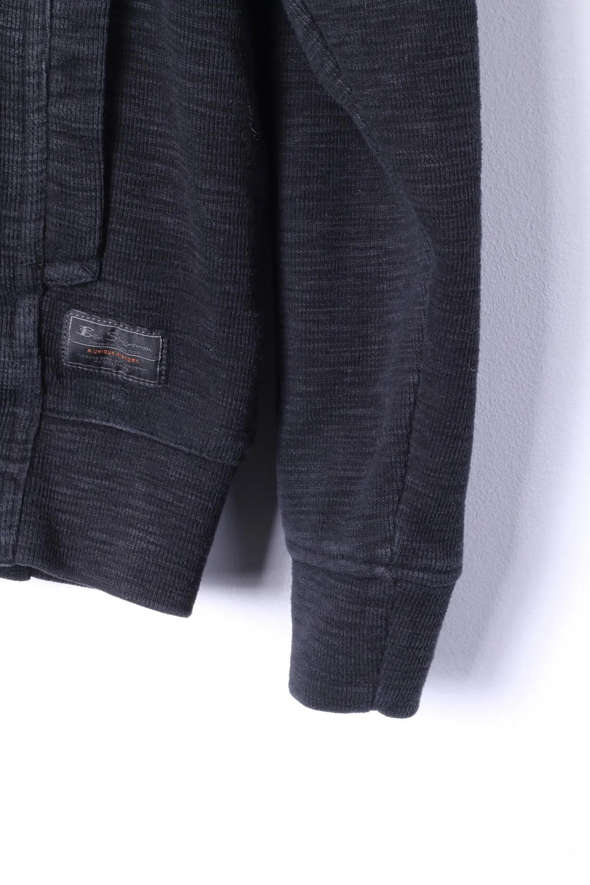 Ben Sherman Mens XL Sweatshirt Black Cotton Full Zip Casual Top