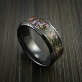 Black Titanium Men's Ring with Camo Inlay Custom Made Wedding Band