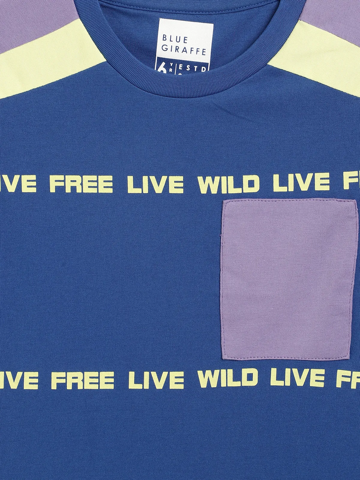 Blue Giraffe Boys Blue Printed Round Neck Short Sleeves T-Shirt