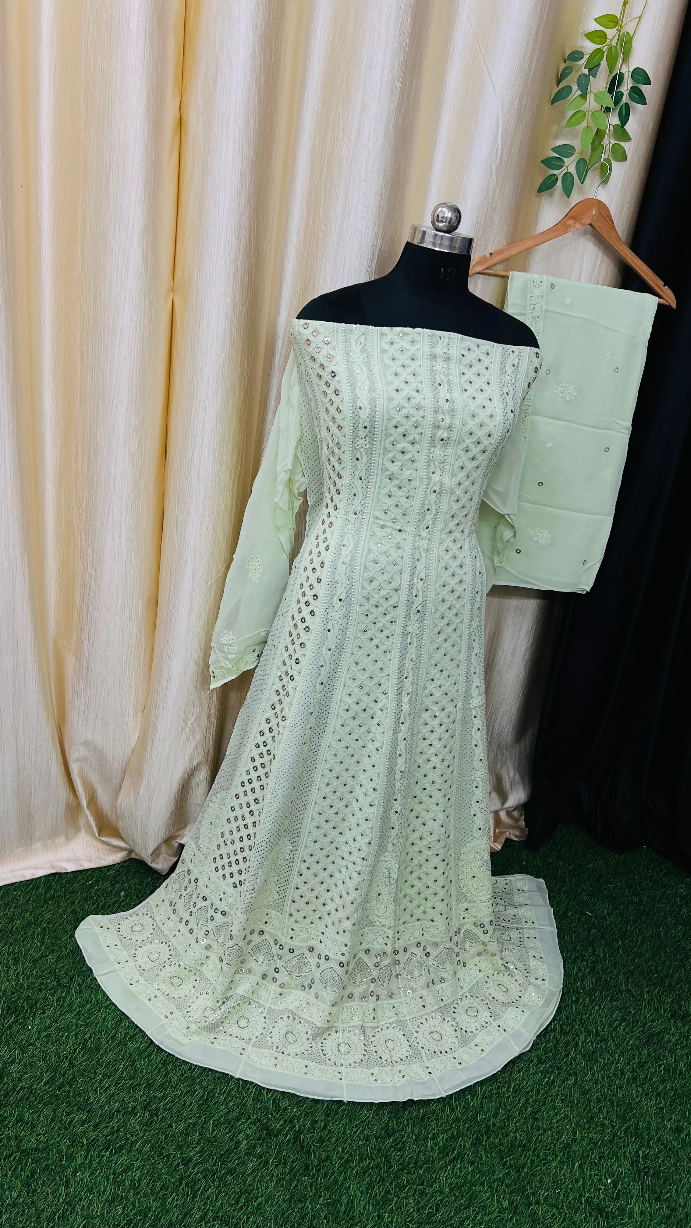 Chikankari Anarkali | Viscose Georgette Anarkali | Designer Anarkali with Dupatta |  Festive Anarkali Dress