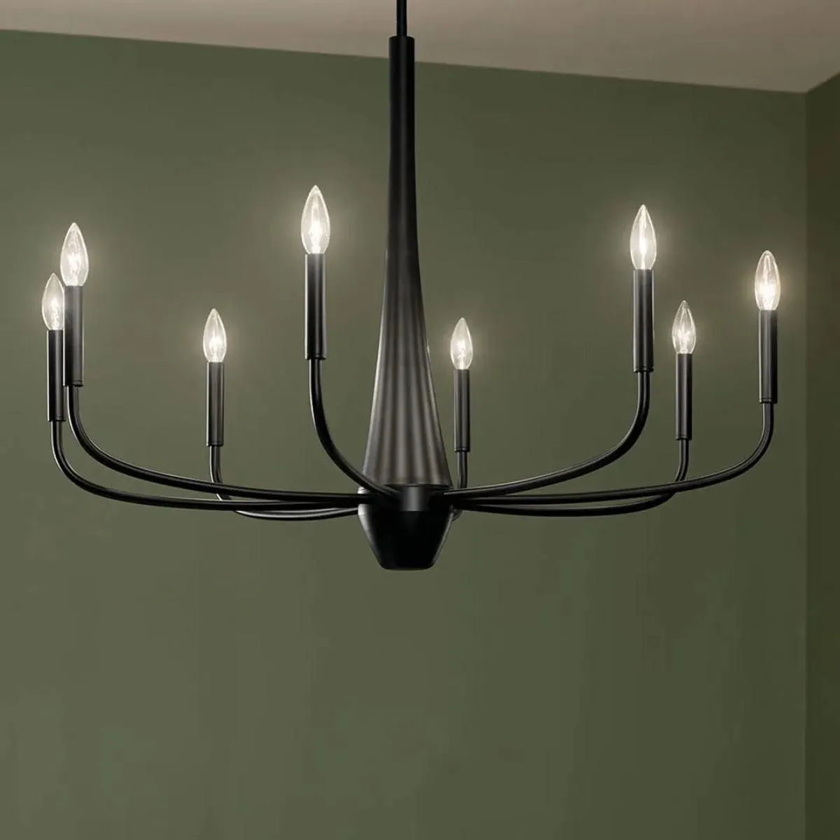 Deela 36" 8-Light Chandelier 1-Tier, Black Finish