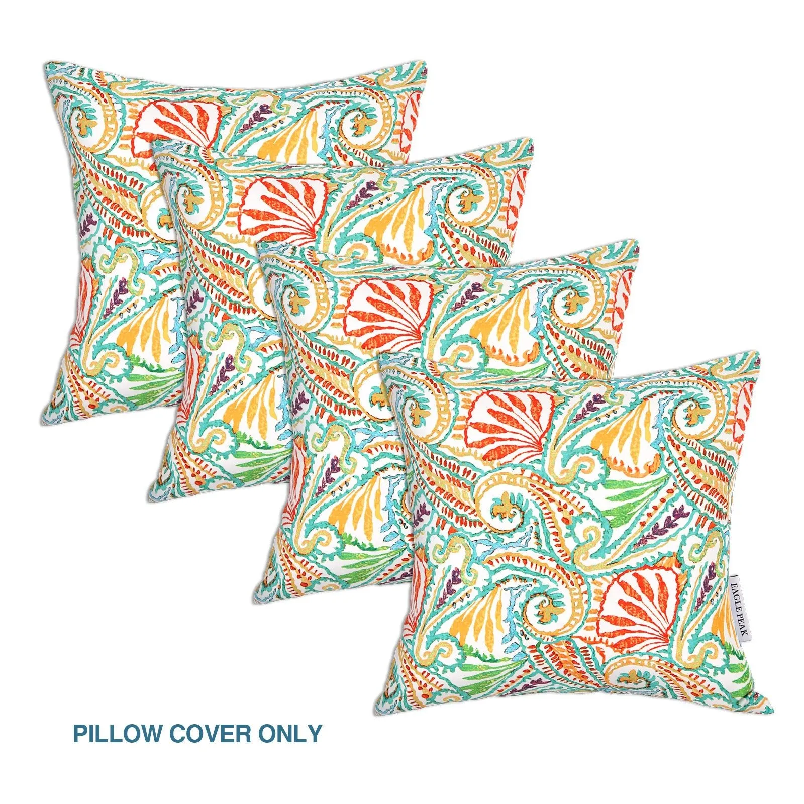 EAGLE PEAK Indoor/Outdoor Square Throw Pillow Covers 17 x 17 Inch (Set of 4) (COVER ONLY)