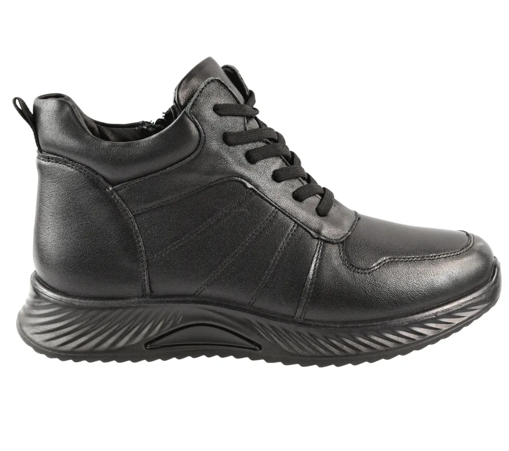 Ghete casual, dama, FORMAZIONE, M1162 negru, piele naturala