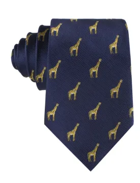 Giraffe Tie - Navy with Gold