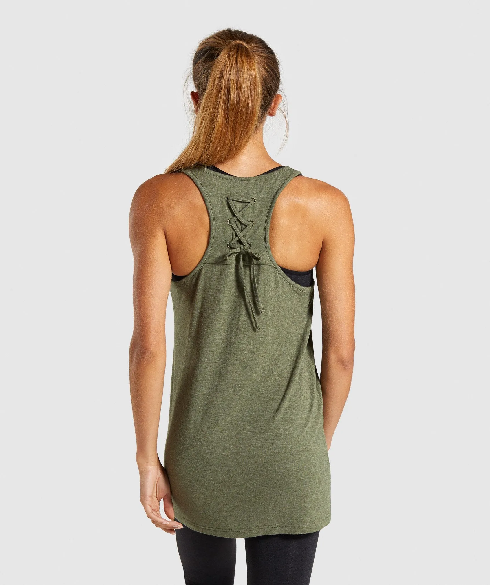 Gymshark Lace Back Vest - Khaki Marl