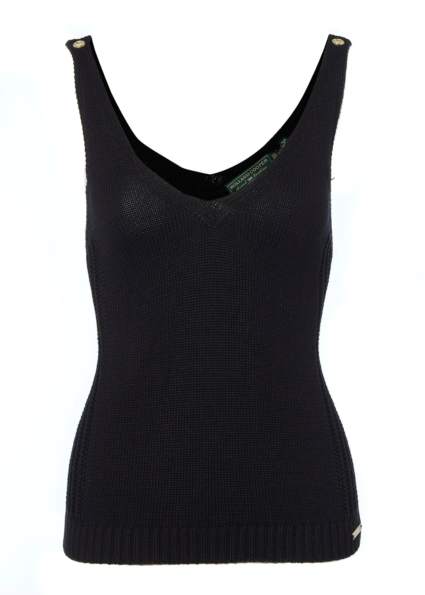 Holland Cooper V Knit Vest in Black