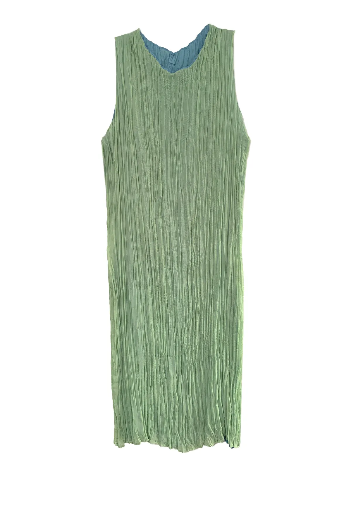 Jaya Pleated Dress- Reversible Blue Green