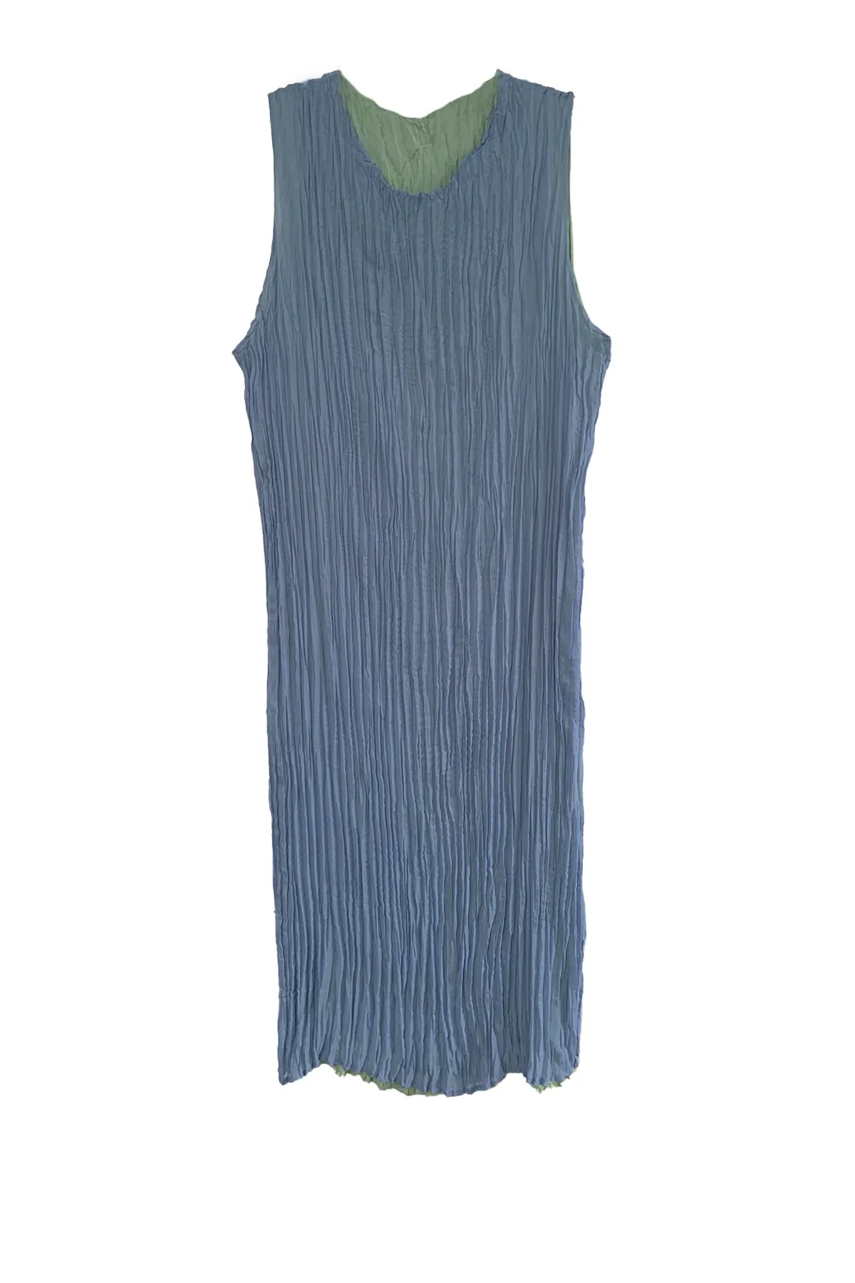 Jaya Pleated Dress- Reversible Blue Green