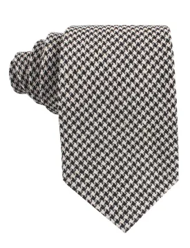 Linen Tie - Houndstooth - Black & White