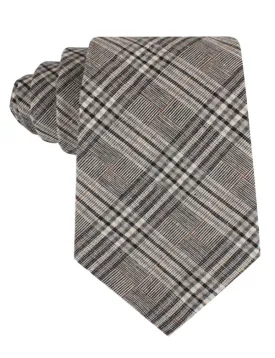 Linen Tie - Tartan - Grey