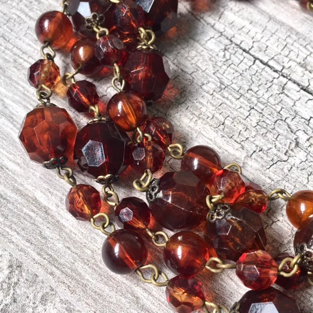 LONG BOHEMIAN BROWN SIMPLE BEADED NECKLACE