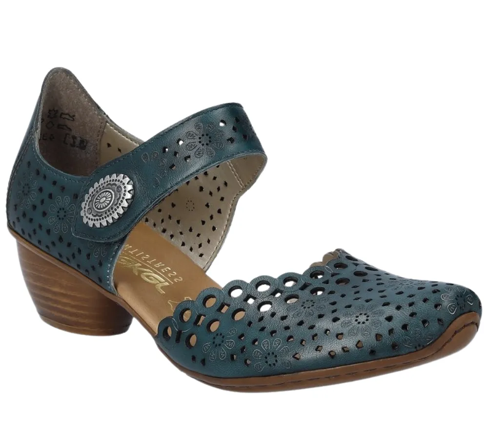 Pantofi casual, dama, RIEKER, ANTISTRESS, 43753-13 bleumarin, piele naturala