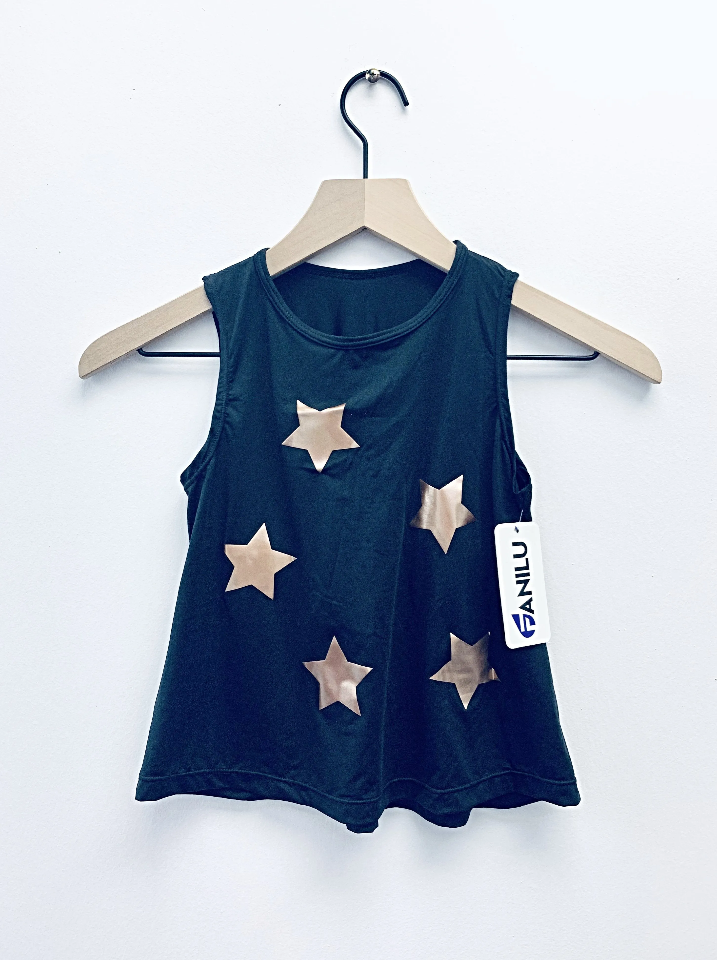 Stars Rose Gold Black Tank
