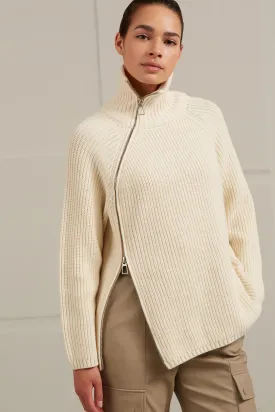 YAYA Knit Sweater w Zipper off White